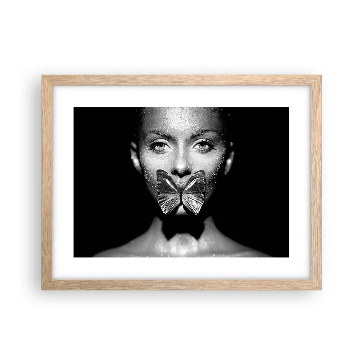 Póster en marco roble claro - Beso de mariposa - 40x30 cm