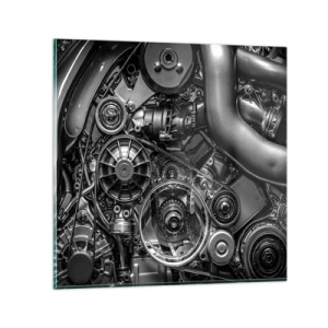 Cuadro sobre vidrio - Impresiones sobre Vidrio - La poesía de la mecánica - 30x30 cm