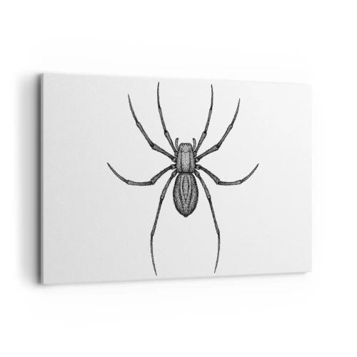 Cuadro sobre lienzo - Impresión de Imagen - Detalle de una araña sobre un fondo blanco en estilo de dibujos animados. - 120x80cm - Precisión inquietante - Decoración de pared moderna para salón y dormitorio ARTTOR