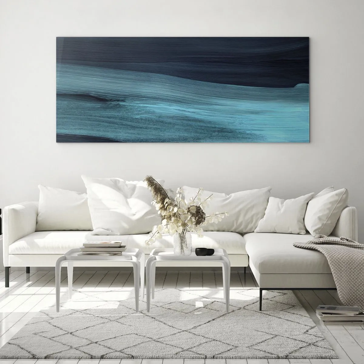 Cuadro sobre vidrio - Impresiones sobre Vidrio - Nadar con la corriente - 90x30 cm