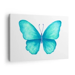 Cuadro sobre lienzo - Impresión de Imagen - Mariposa azul en estilo acuarela sobre fondo blanco - 70x50cm - Turquesa por naturaleza - Decoración de pared moderna para salón y dormitorio ARTTOR