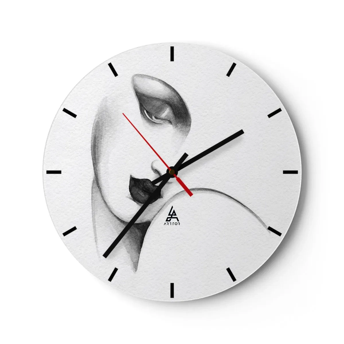 Reloj de pared - Reloj de vidrio - Pensativa - 40x40 cm