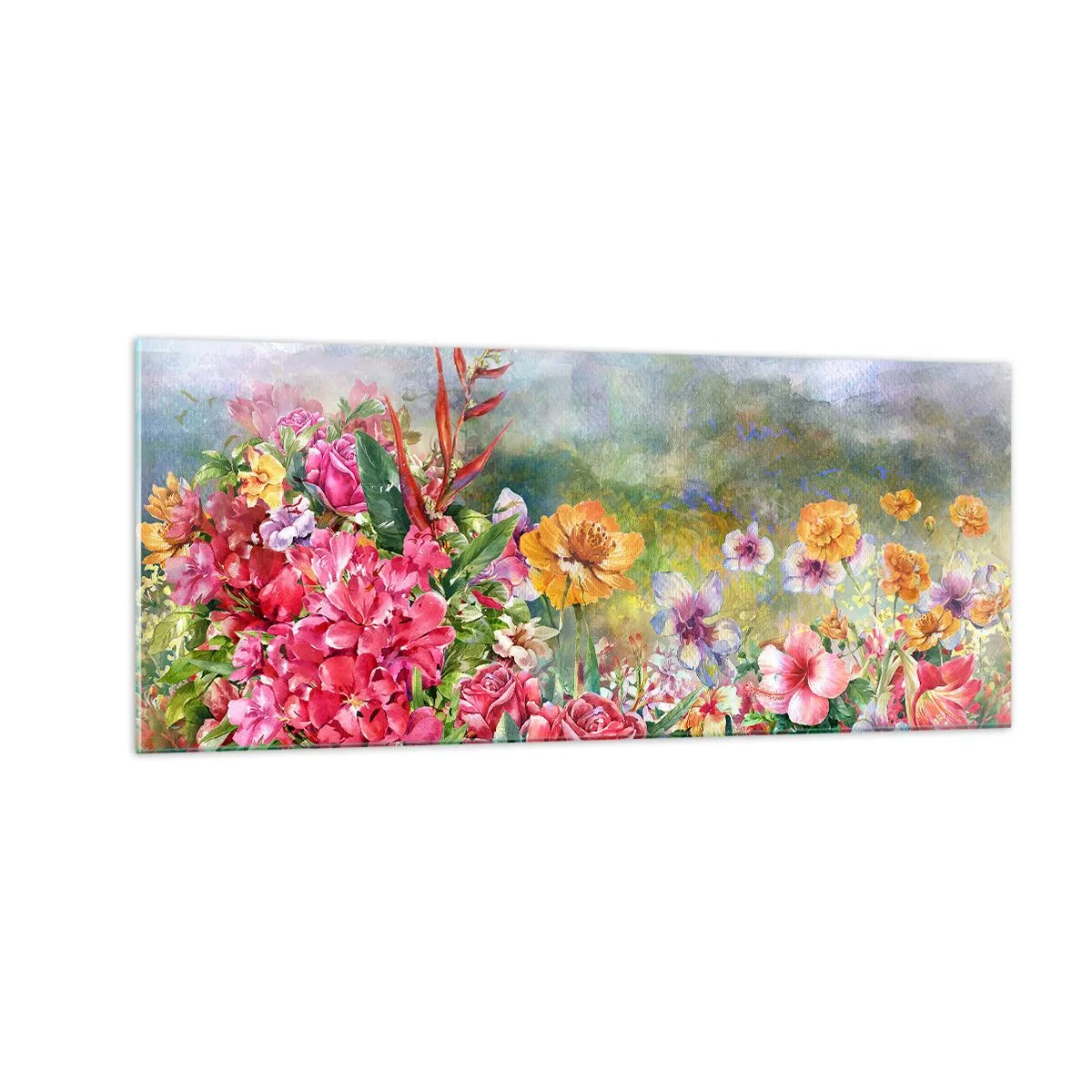 Cuadro sobre vidrio - Impresiones sobre Vidrio - Un jardín enloquecido - 100x40 cm