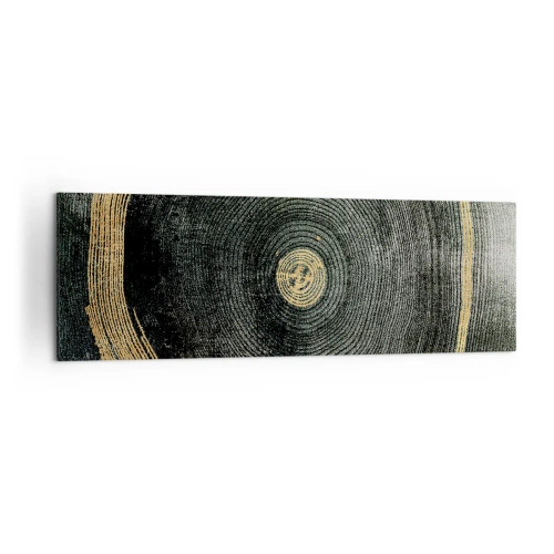 Cuadro sobre lienzo - Impresión de Imagen - Círculos concéntricos con acentos dorados. - 160x50cm - Cambio y perpetuidad - Decoración de pared moderna para salón y dormitorio ARTTOR