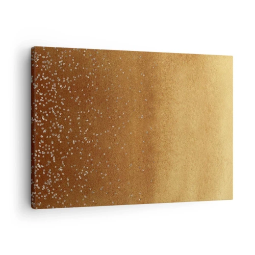 Cuadro sobre lienzo - Impresión de Imagen - Un degradado dorado con brillo sutil y adornos. - 70x50cm - Nacimiento de la luz - Decoración de pared moderna para salón y dormitorio ARTTOR