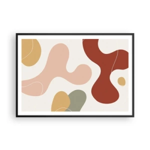 Póster en marco negro - Una composición abstracta en tonos pastel con formas dinámicas. - 100x70cm - La esencia de la pintura - Decoración de pared moderna para salón y dormitorio ARTTOR