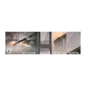 Muestra de fotomural autoadhesivo Deluxe Sticker - Junto al río que no existe - Paisaje, Puente, Arquitectura - 100x30 cm
