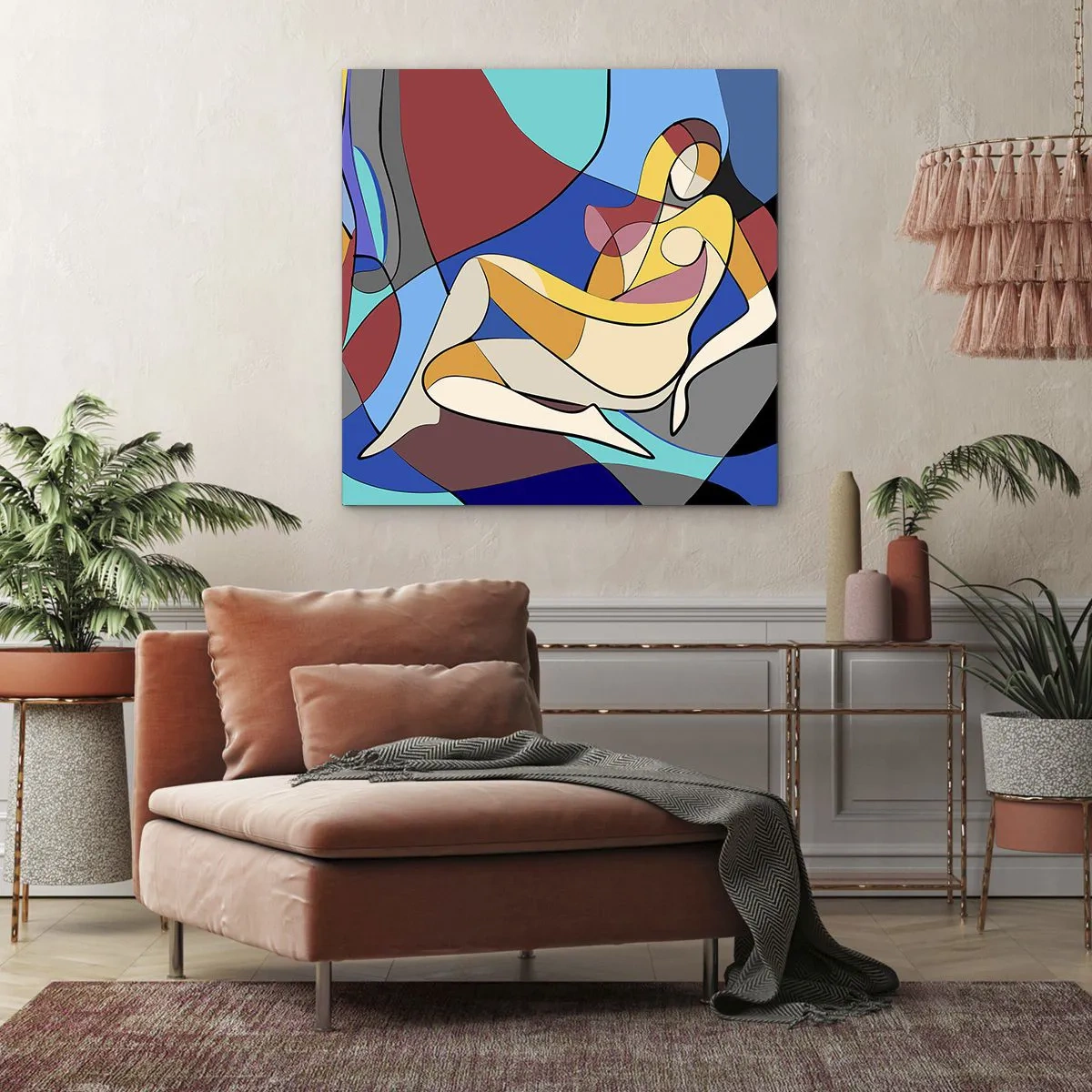 Cuadro sobre lienzo - Impresión de Imagen - Desnudo cubista - 70x70 cm