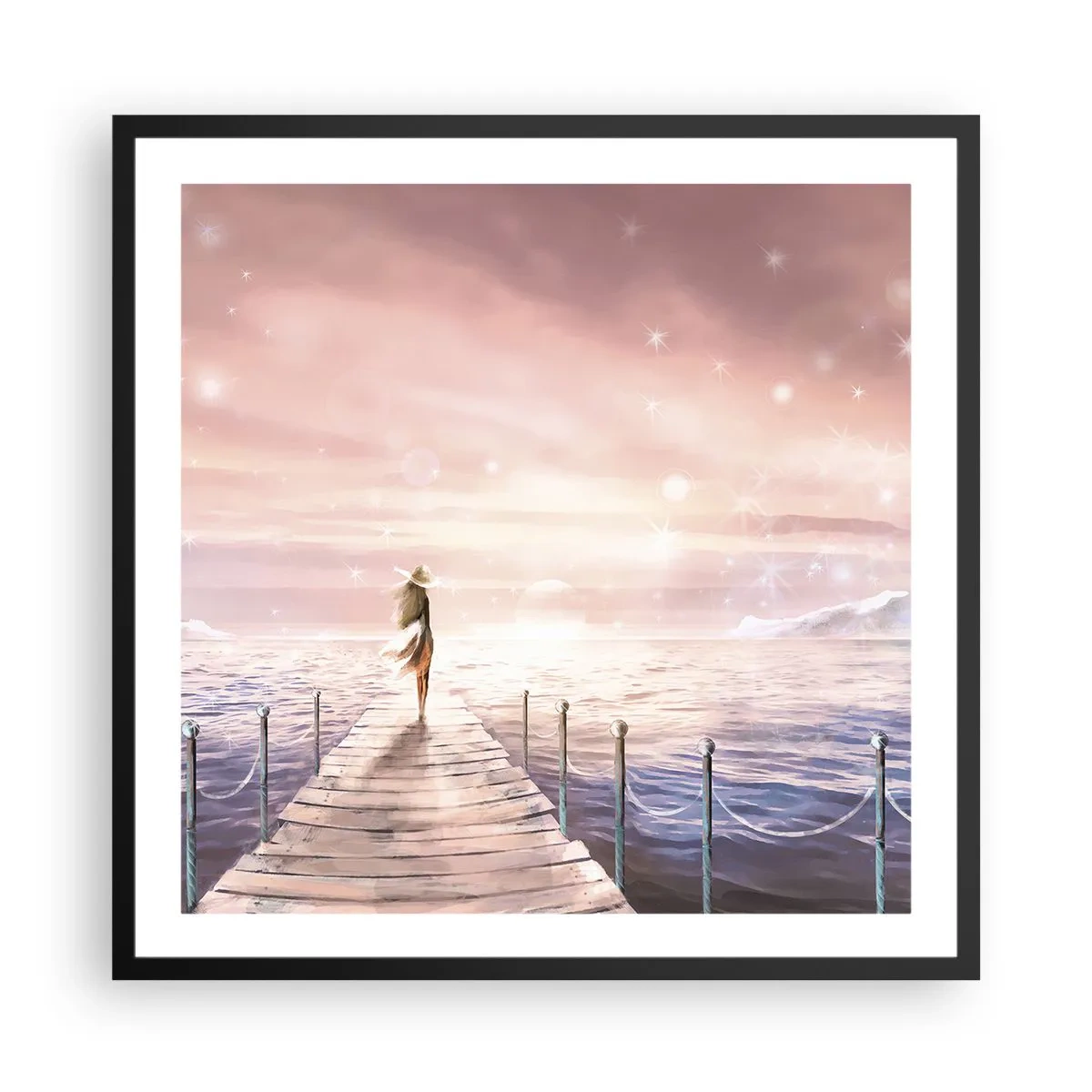 Póster en marco negro - A la luz de un sueño - 60x60 cm