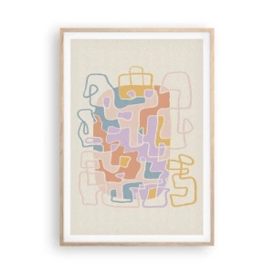Póster en marco roble claro - Laberinto - una alegre aventura - 70x100 cm