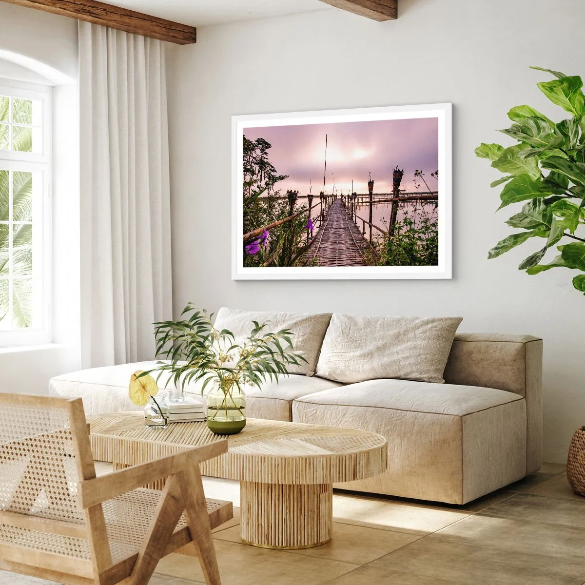 Póster en marco blanco - La tranquilidad de Asia - 91x61 cm