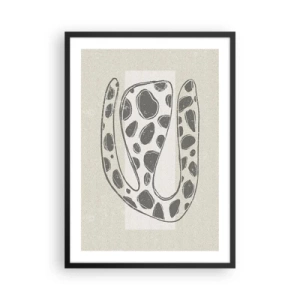 Póster en marco negro - Forma orgánica abstracta en tonos de gris - 50x70cm - Una criatura extraña - Decoración de pared moderna para salón y dormitorio ARTTOR