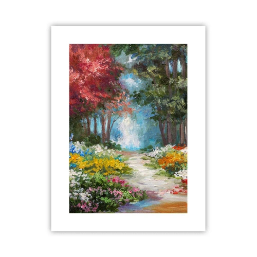 Póster - Jardín forestal, bosque floral - 30x40 cm