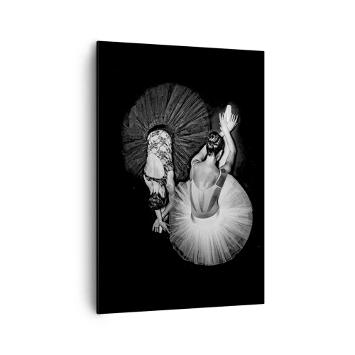 Cuadro sobre lienzo - Impresión de Imagen - Una imagen en blanco y negro de dos bailarinas en una pose dinámica. - 70x100cm - Yin y yang: el equilibrio perfecto - Decoración de pared moderna para salón y dormitorio ARTTOR