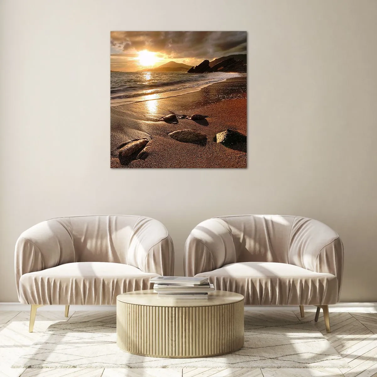 Cuadro sobre vidrio - Impresiones sobre Vidrio - Sigue el sol hacia las colinas - 70x70 cm