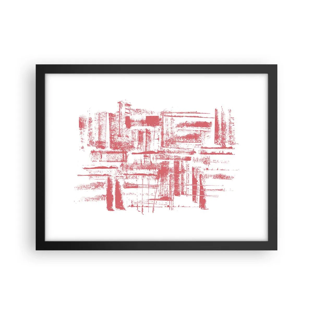 Póster en marco negro - Ciudad roja - 40x30 cm