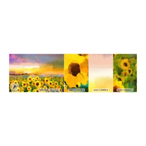 Muestra de fotomural autoadhesivo Deluxe Sticker - El propio sol ha bajado a la Tierra - Campo de girasoles, girasol, Naturaleza - 100x30 cm