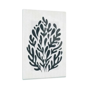 Cuadro sobre vidrio - Impresiones sobre Vidrio - Motivo de hoja abstracta oscura sobre un fondo claro - 80x120cm - Formas de la naturaleza - Decoración de pared moderna para salón y dormitorio ARTTOR