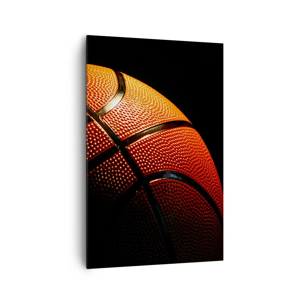 Cuadro sobre lienzo - Impresión de Imagen - Primer plano de una pelota de baloncesto sobre un fondo negro - 80x120cm - Hermoso como un planeta - Decoración de pared moderna para salón y dormitorio ARTTOR