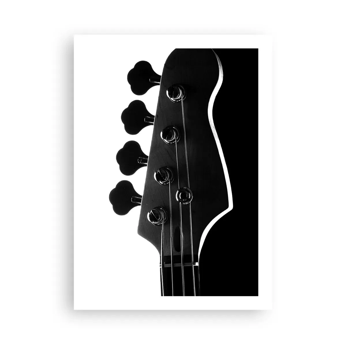 Póster - Un tema musical minimalista en blanco y negro con una guitarra eléctrica. - 50x70cm - Silencio musical - Decoración de pared moderna para salón y dormitorio ARTTOR
