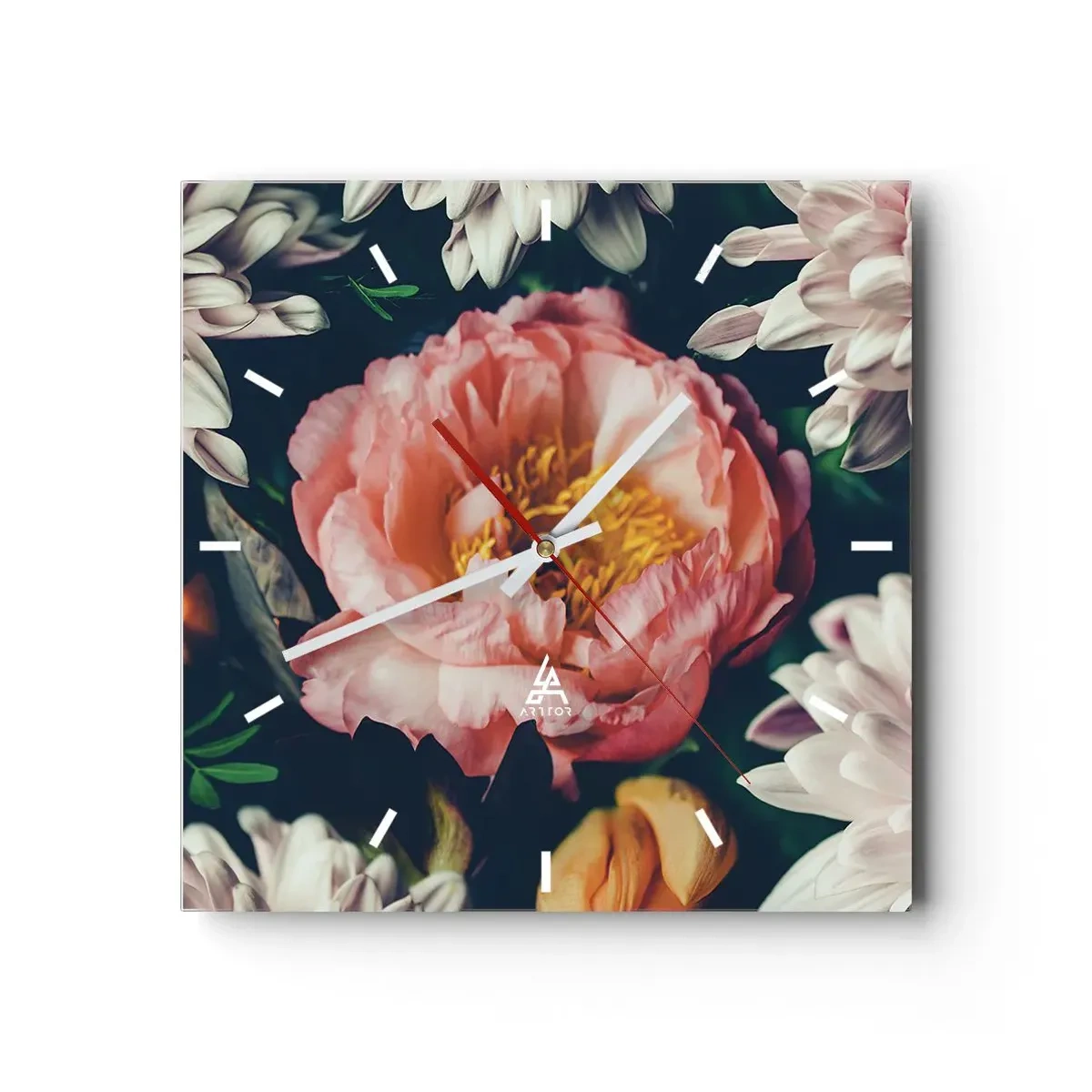 Reloj de pared - Reloj de vidrio - Con esplendor barroco - 40x40 cm