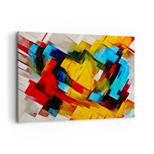 Cuadro sobre lienzo - Impresión de Imagen - Composición geométrica abstracta en colores vivos. - 100x70cm - Un popurrí multicolor - Decoración de pared moderna para salón y dormitorio ARTTOR