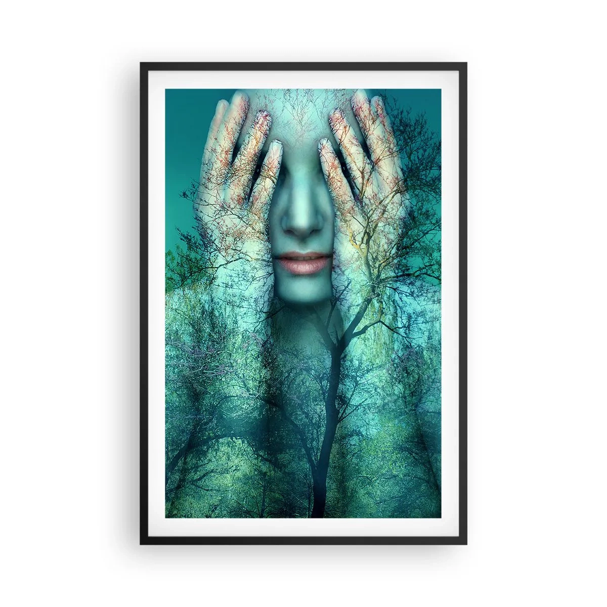 Póster en marco negro - Sumergida en azul - 61x91 cm
