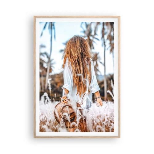 Póster en marco roble claro - Nacida en el plumón de la Tierra - 70x100 cm
