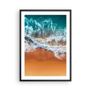 Póster en marco negro - Vista aérea de las olas del océano y la playa. - 50x70cm - Siempre a la par - Decoración de pared moderna para salón y dormitorio ARTTOR