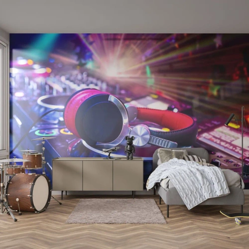 Fotomural Premium Sand - Empieza la fiesta - Música, Estudio de música, Auriculares - 400x280 cm