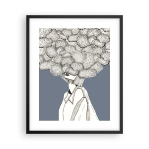 Póster en marco negro - Con la cabeza en las nubes - 40x50 cm