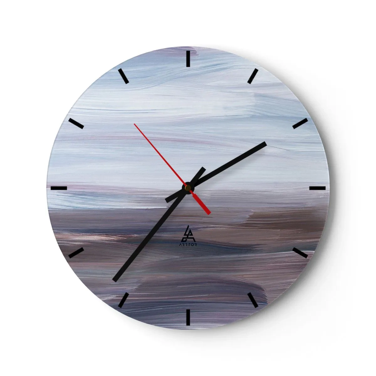 Reloj de pared - Reloj de vidrio - Una composición abstracta de pinceladas en tonos azules. - 30x30cm - Elementos: agua - Decoración de pared moderna para salón, cocina y dormitorio ARTTOR