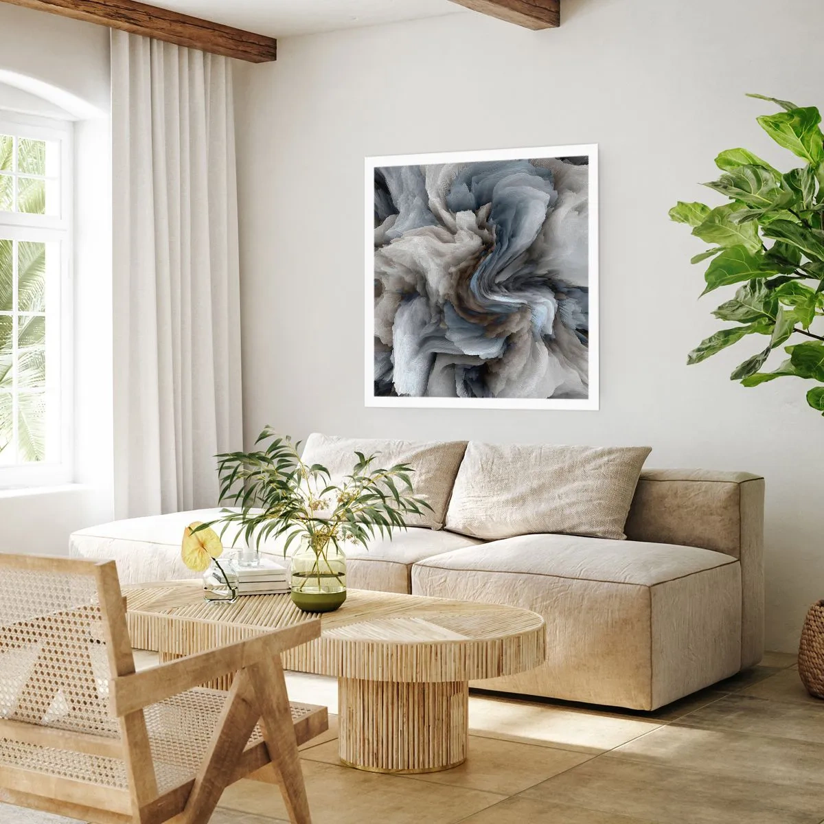 Póster - Piedra y flor - 60x60 cm