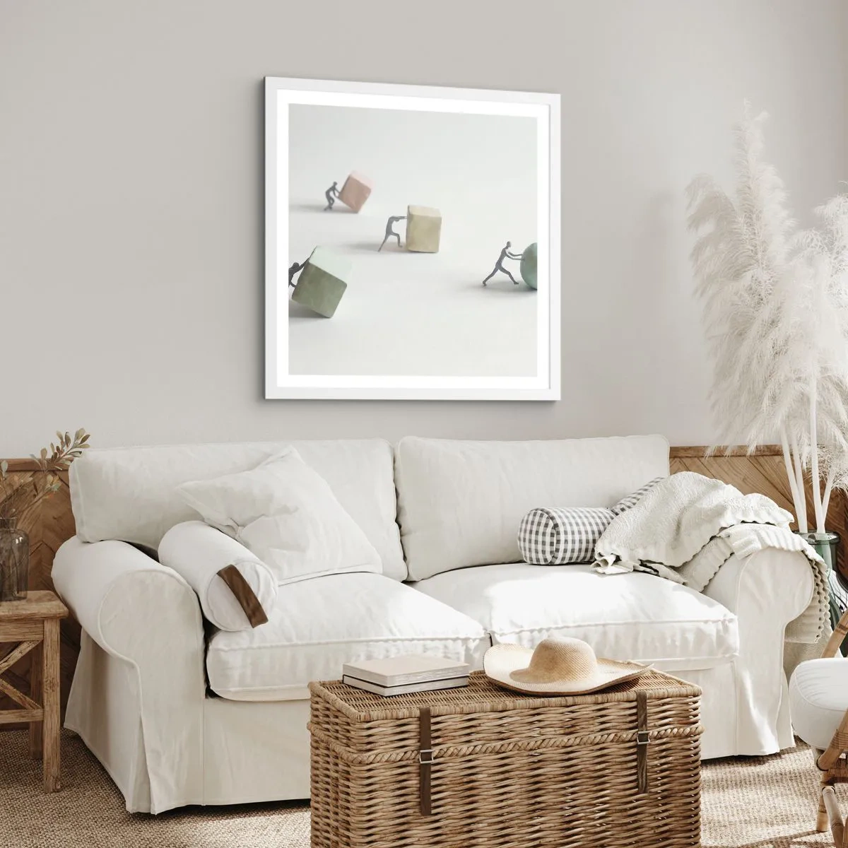 Póster en marco blanco - El avance de la geometría - 40x40 cm