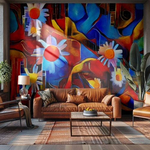 Fotomural Standard Eco - Colores de la vida - Abstracción, Cubismo, Pedazo - 200x140 cm