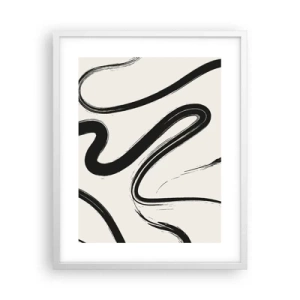 Póster en marco blanco - Fantasía en blanco y negro - 40x50 cm