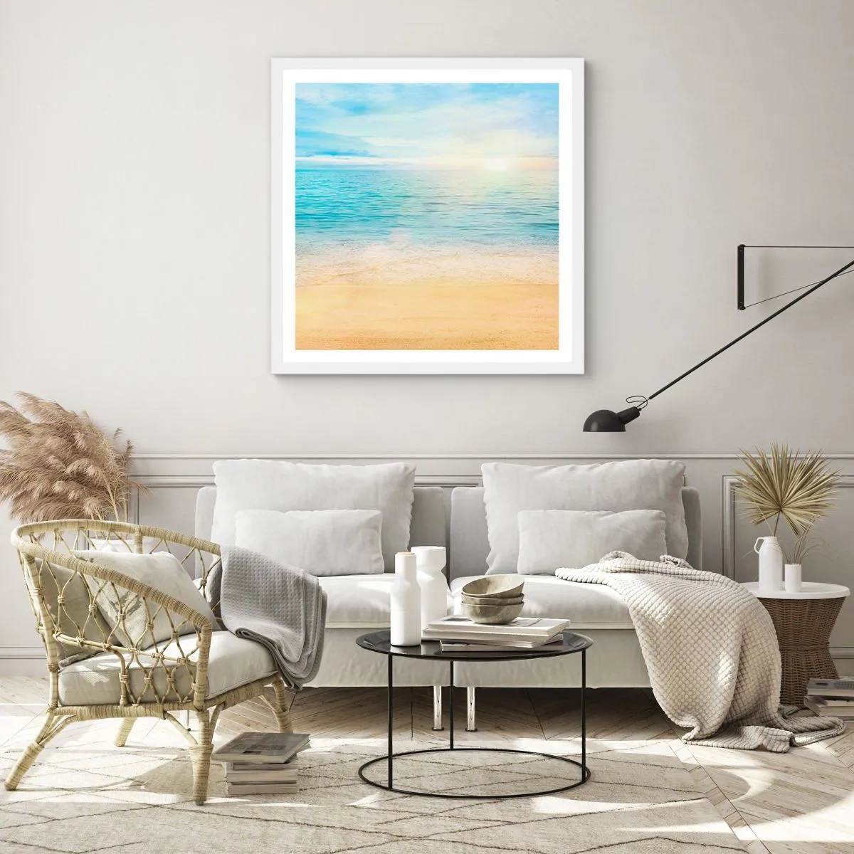 Póster en marco blanco - Gran cielo azul - 60x60 cm