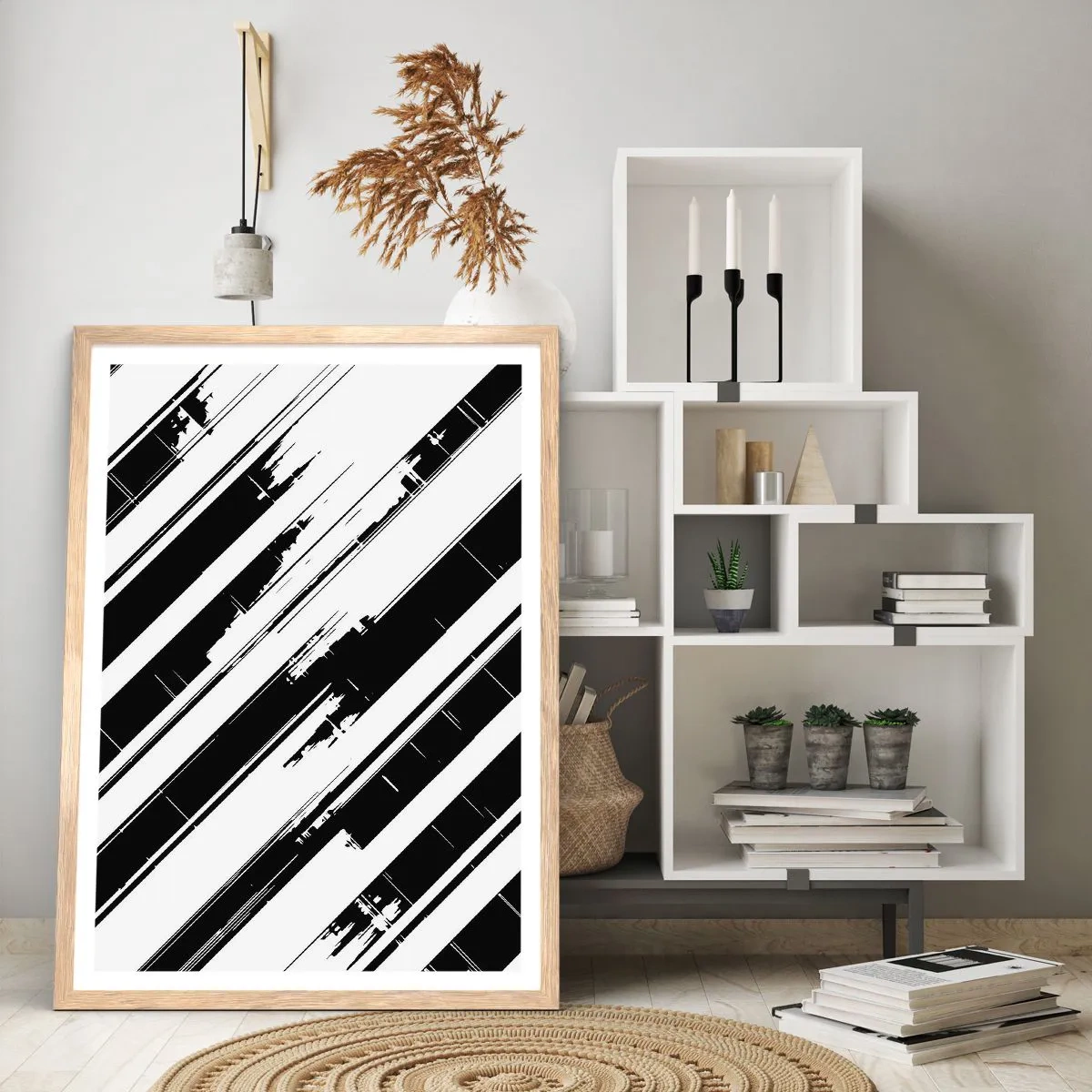 Póster en marco roble claro - Composición intensa y dinámica - 50x70 cm