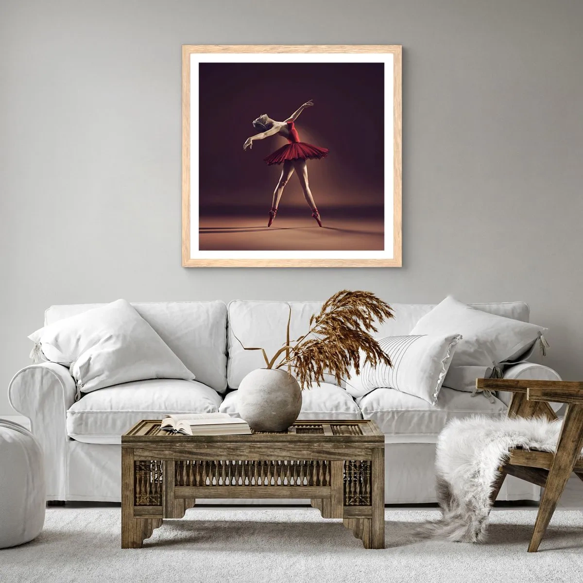 Póster en marco roble claro - Primera bailarina - 60x60 cm