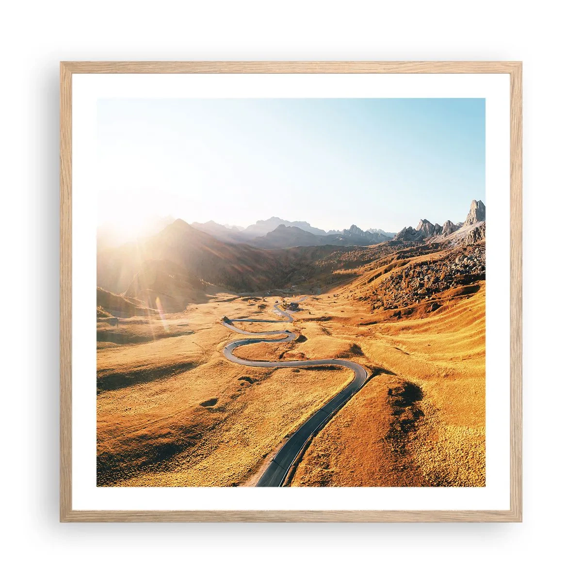 Póster en marco roble claro - En un valle dorado - 60x60 cm