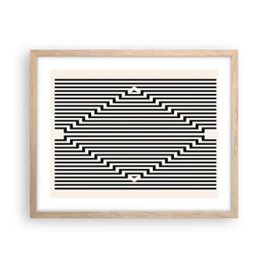 Póster en marco roble claro - Ilusión geométrica - 50x40 cm