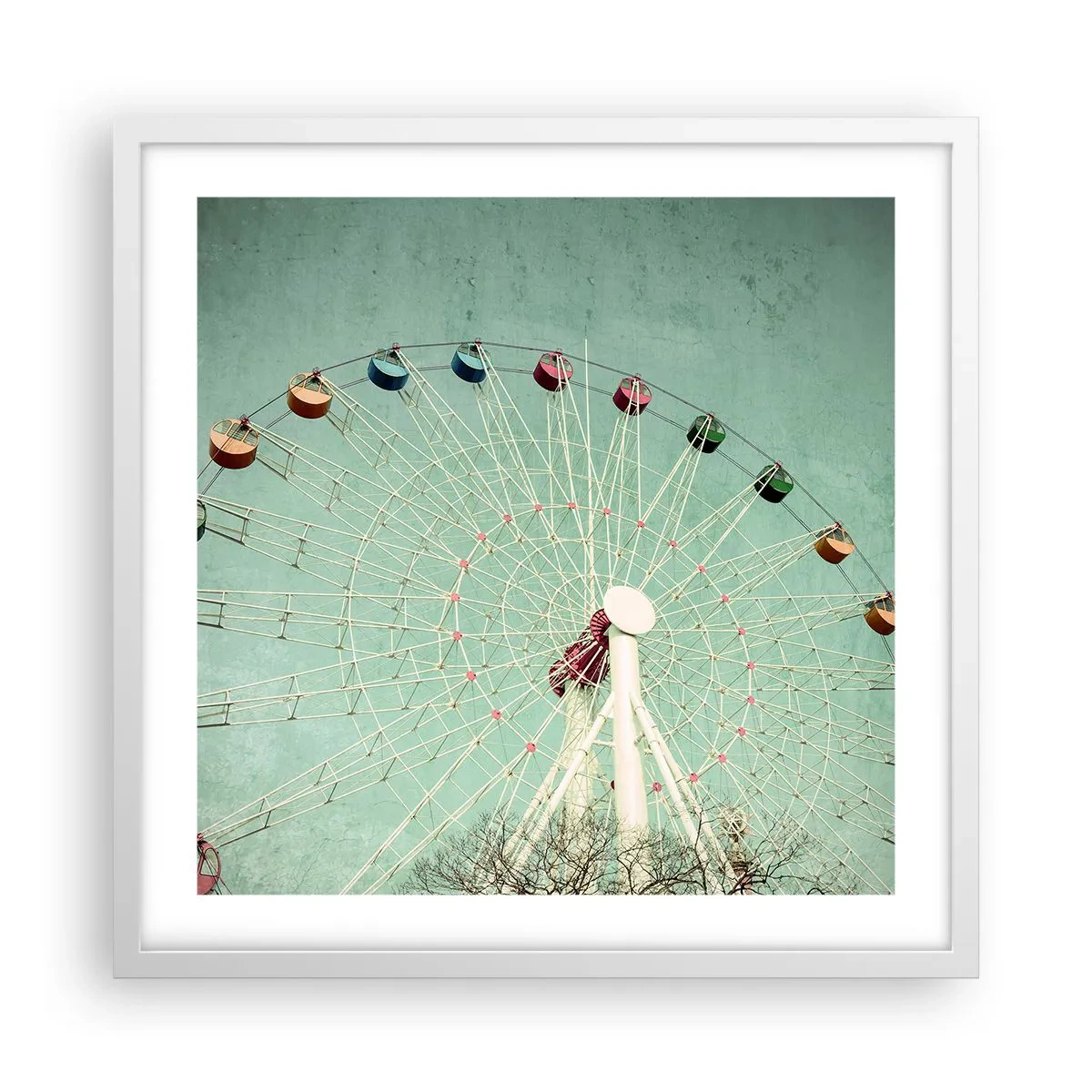 Póster en marco blanco - Te invitamos a jugar - 50x50 cm