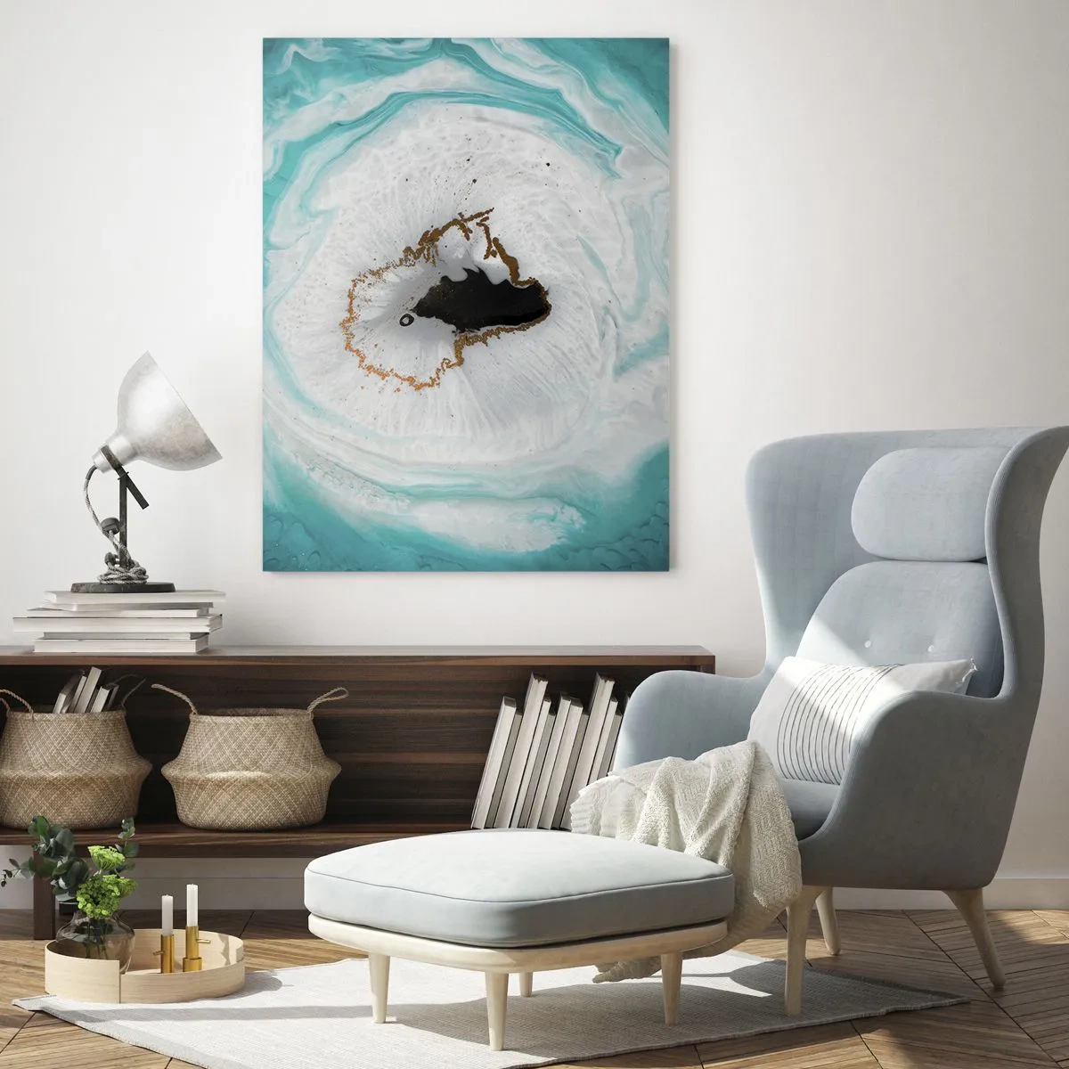 Cuadro sobre vidrio - Impresiones sobre Vidrio - Una forma abstracta que se asemeja a una sección transversal de un mineral. - 50x70cm - Para acceder al interior - Decoración de pared moderna para salón y dormitorio ARTTOR