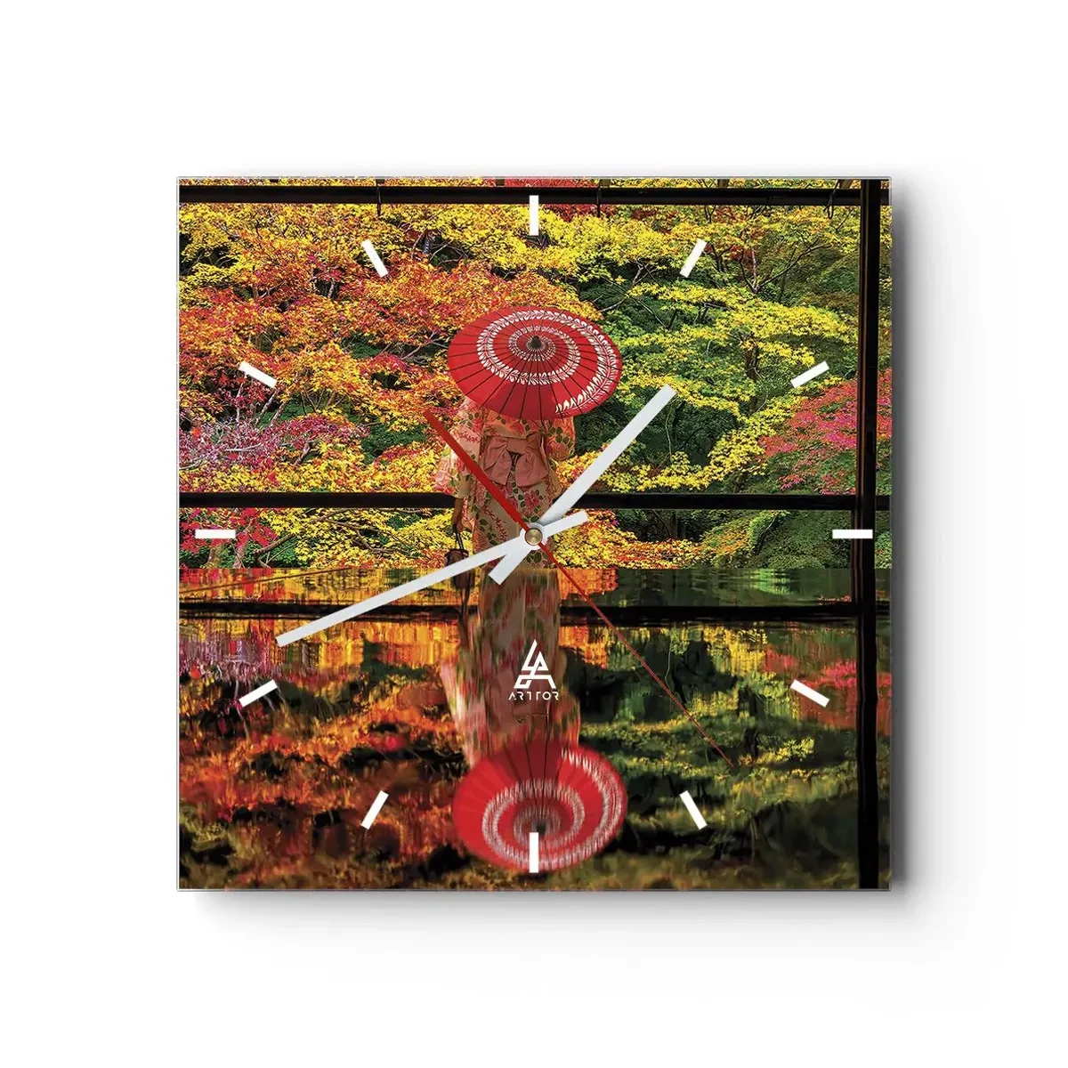 Reloj de pared - Reloj de vidrio - En un templo de la naturaleza - 30x30 cm