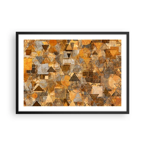 Póster en marco negro - Patrones geométricos abstractos en tonos dorados - 70x50cm - El mundo en formas - Decoración de pared moderna para salón y dormitorio ARTTOR