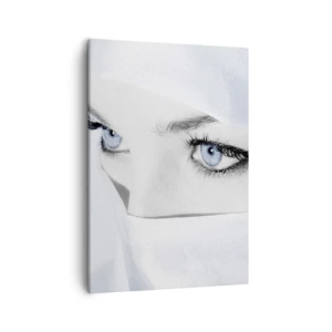 Cuadro sobre lienzo - Impresión de Imagen - Retrato de una mujer con ojos azules ocultos tras un velo blanco. - 50x70cm - Directamente de las mil y una noches - Decoración de pared moderna para salón y dormitorio ARTTOR