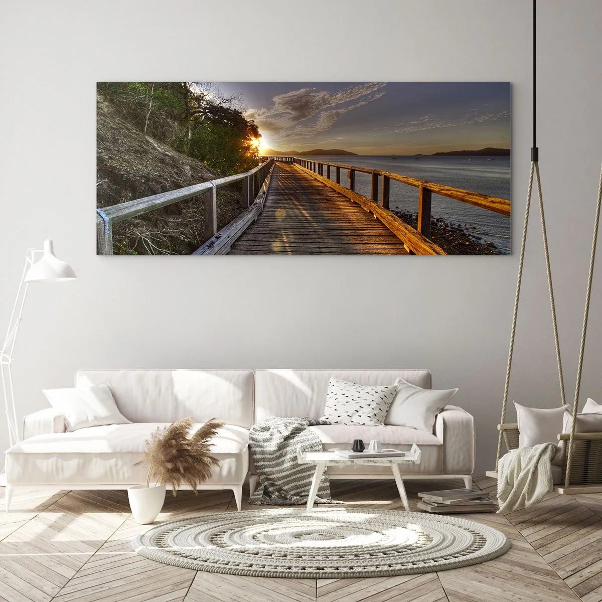 Cuadro sobre vidrio - Impresiones sobre Vidrio - Camina, sigue caminando hacia el sol - 100x40 cm