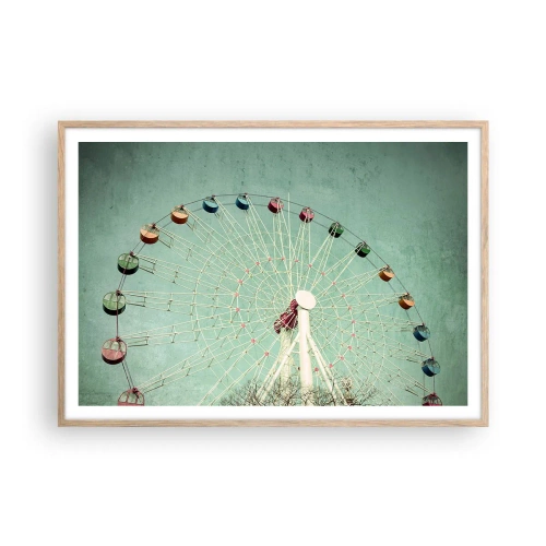 Póster en marco roble claro - Te invitamos a jugar - 100x70 cm