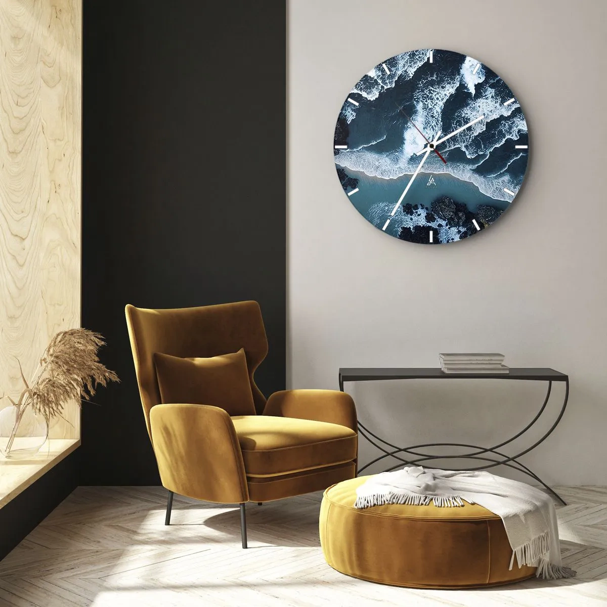 Reloj de pared - Reloj de vidrio - Rodeadas por las olas - 40x40 cm