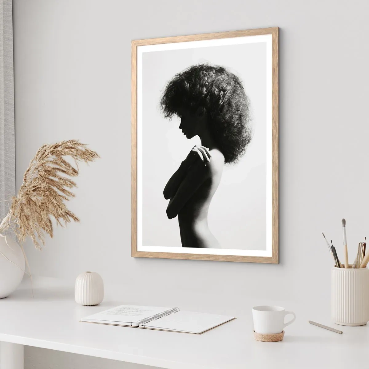 Póster en marco roble claro - Como una flor en un tallo delgado - 50x70 cm